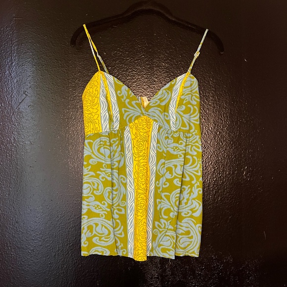 Manuhealii Tops - Manuhealii Yellow and Green Camisole Top